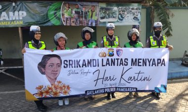 Peringati Hari Kartini, Kanit Kamsel Pimpin "Srikandi Lantas Menyapa" Beri Edukasi Keselamatan bagi Perempuan Hebat Pamekasan